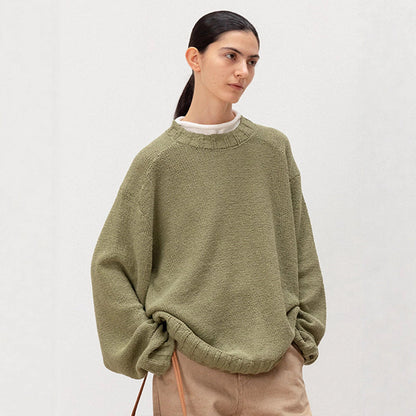 Damen Strickpullover Weites Design Elastischer Saum Beige
