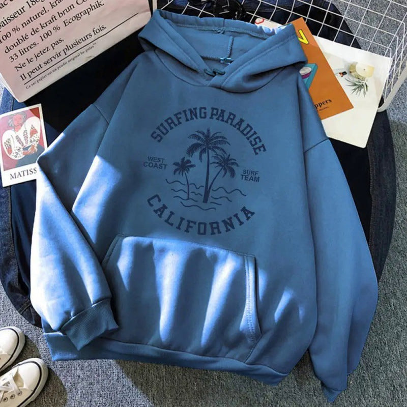 Damen Kapuzenpullover Baumwollmischung Surf-Motiv