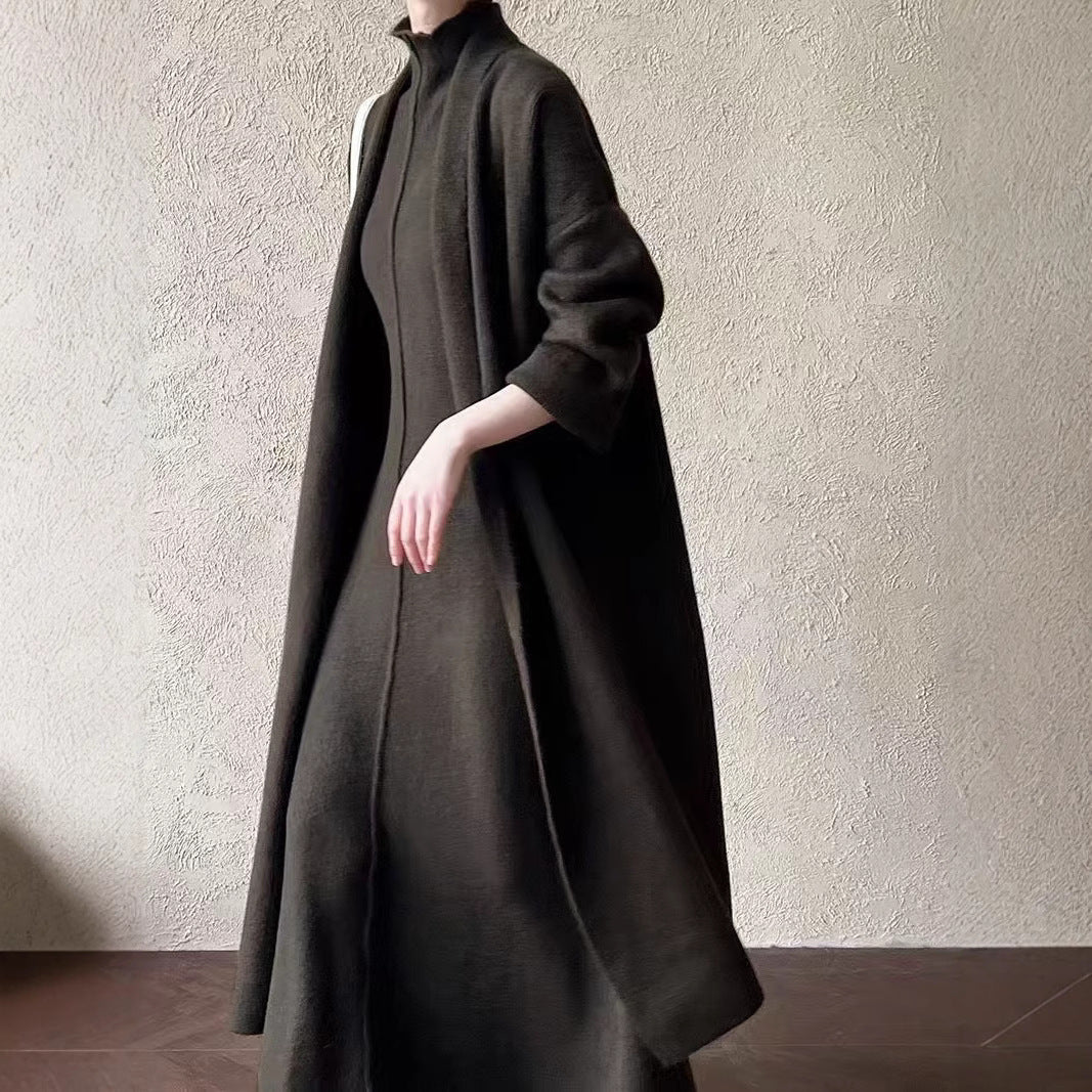 Damen Strickkleid Hochwertiger Stehkragen Dekorative Ärmel