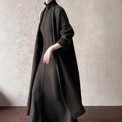 Damen Strickkleid Hochwertiger Stehkragen Dekorative Ärmel