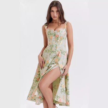 Damen Sommerkleid Floral mit hohem Beinschlitz Eveloria