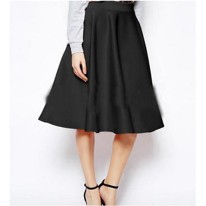 Damen Midi-Rock Elegant Schwingender Saum Eveloria