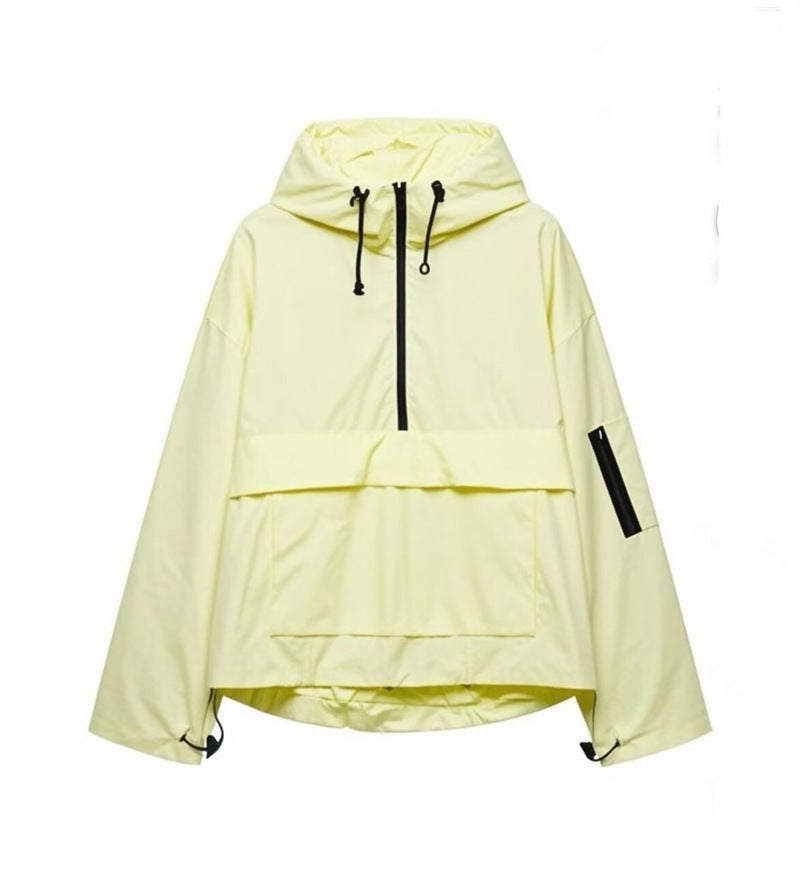 Damen Windjacke Funktionale Kapuzenjacke mit Kängurutasche