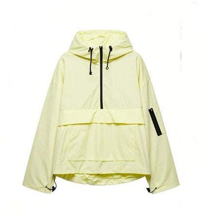 Damen Windjacke Funktionale Kapuzenjacke mit Kängurutasche