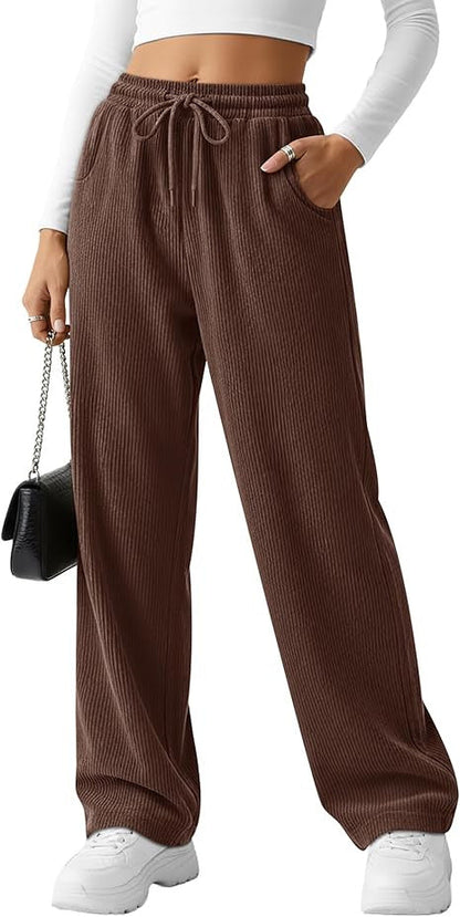 Damen Rippstrick-Hose Breit mit Kordelzug Eveloria