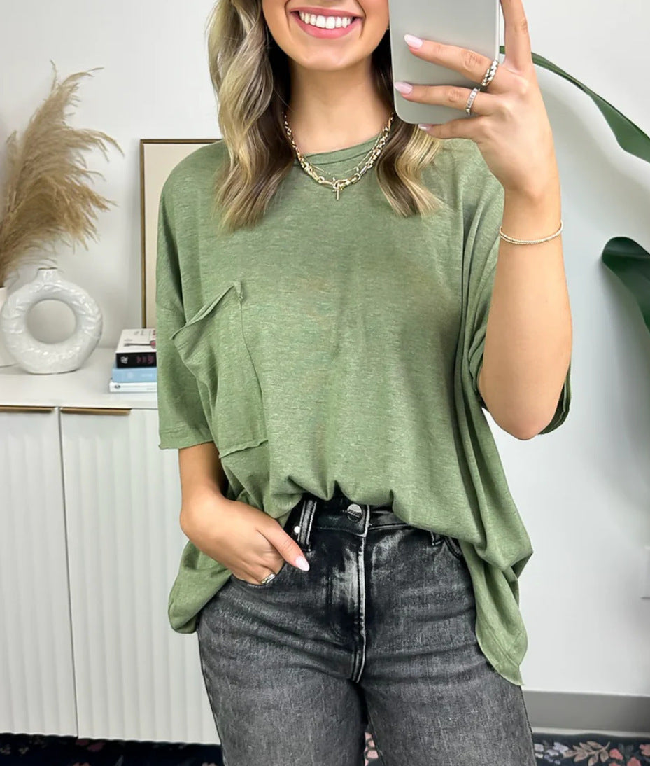Damen Oversized T-Shirt mit Tasche Eveloria