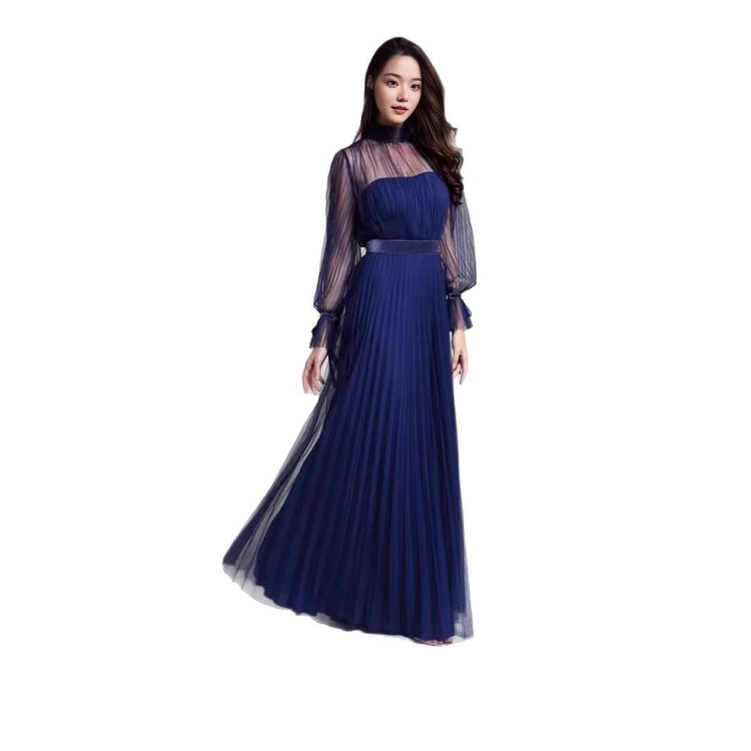 Damen Maxikleid Chiffon Rüschen Elegant