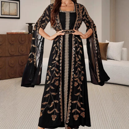 Damen Kaftan-Kleid mit Stickereien und fließendem Schnitt Eveloria