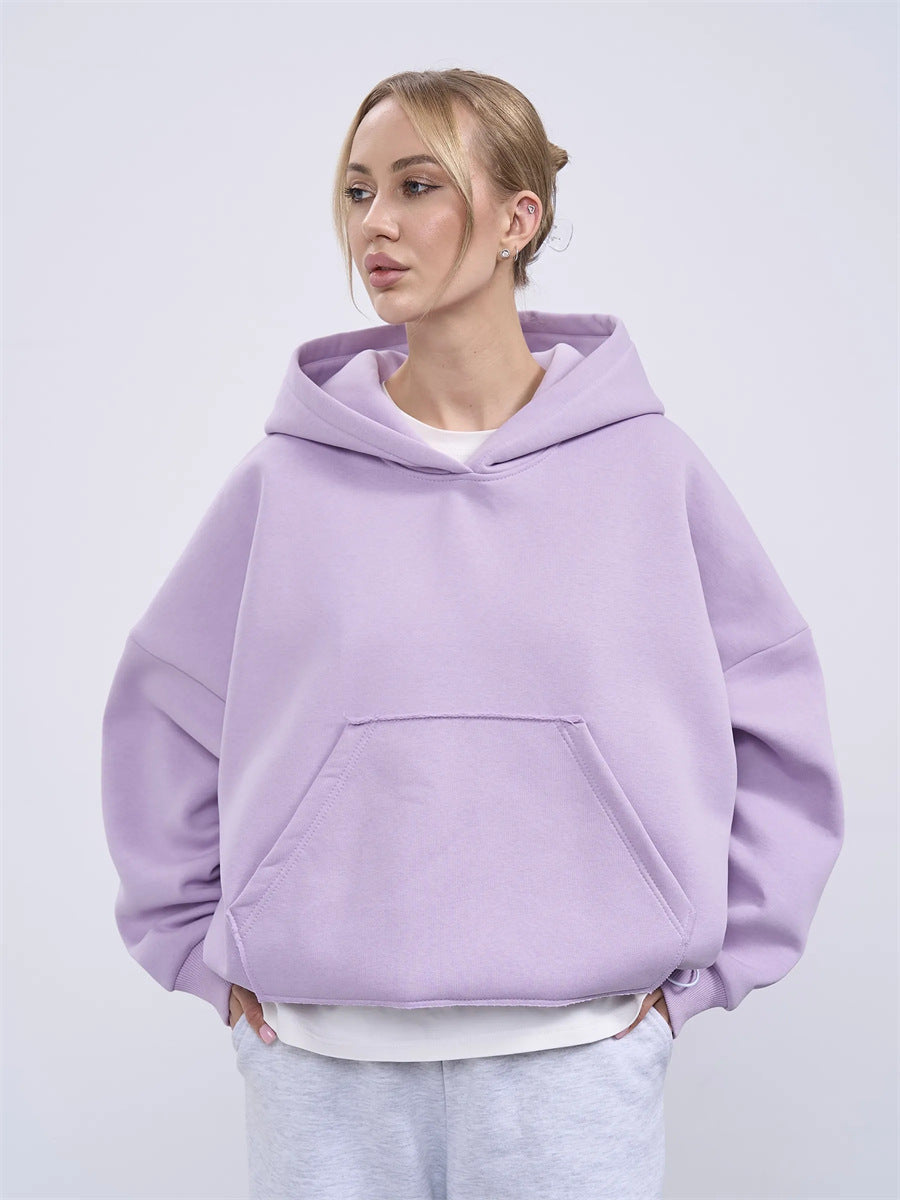 Damen Oversized Kapuzenpullover Lässiger Schnitt Mit Taschen Beige