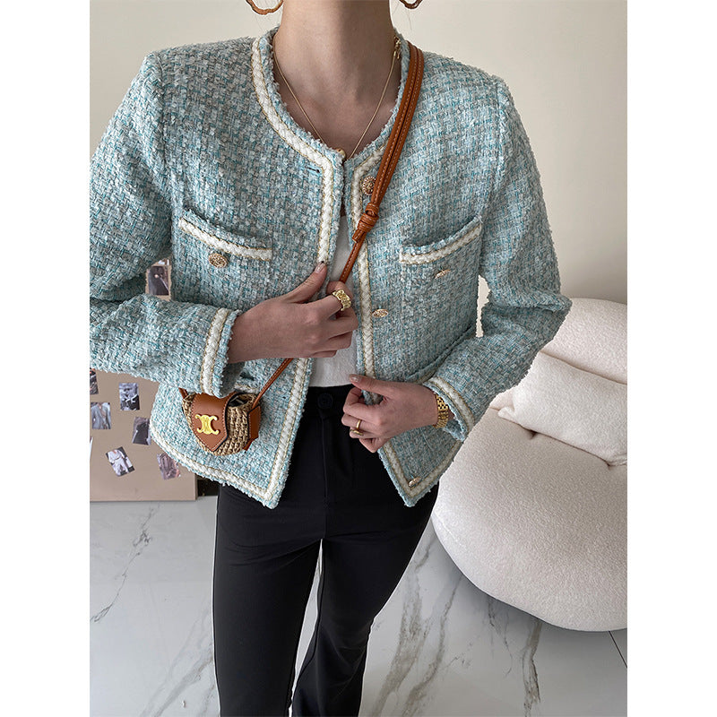 Damen Bouclé-Jacke mit Schmuckknöpfen Eveloria - Eveloria