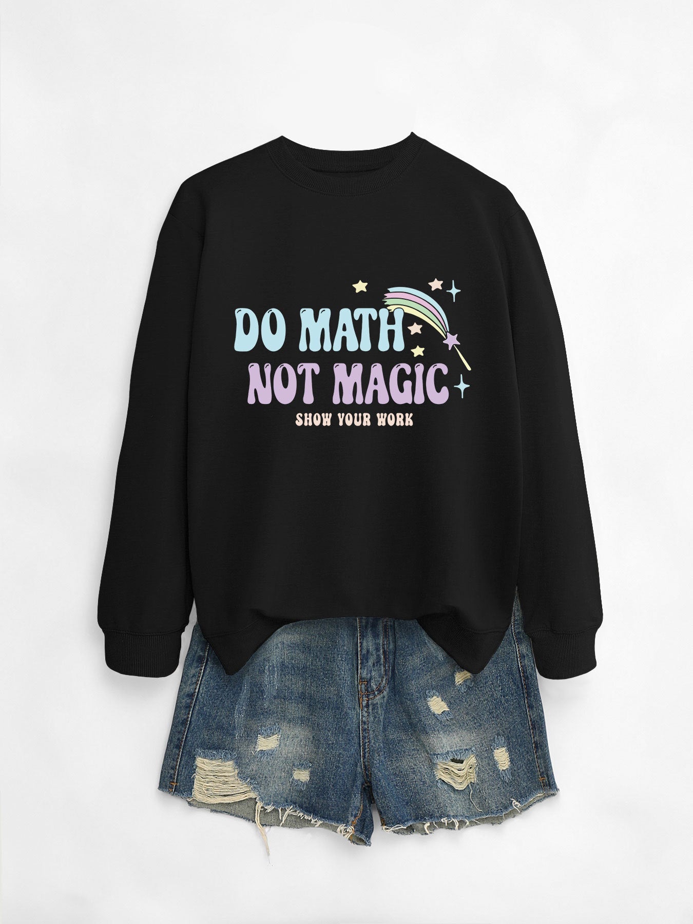 Damen Sweatshirt Mathematik-Motiv Grau Eveloria