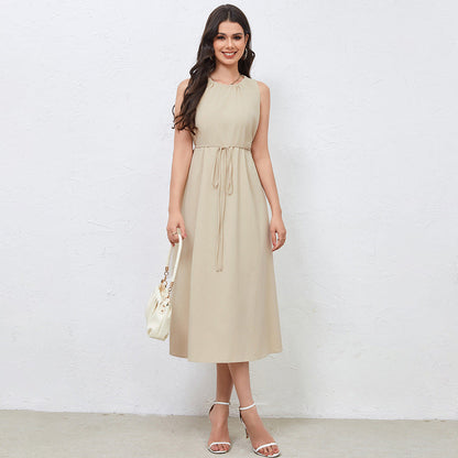 Damen Midikleid Kordelzug Schwingender Saum Eveloria - Eveloria