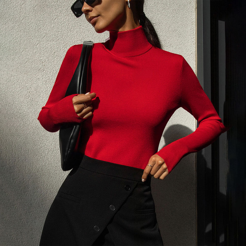 Damen Rollkragenpullover Feines Strickmaterial Eveloria