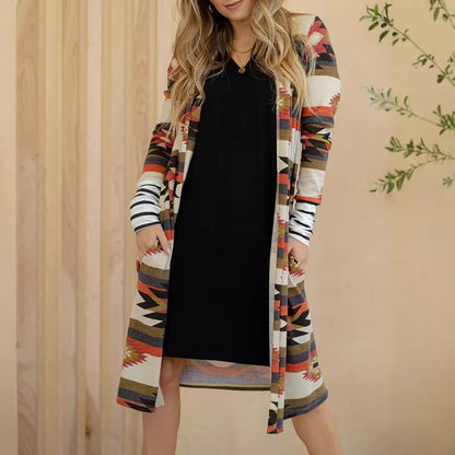 Damen Langarm Kimono Cardigan Einzigartiges Muster Eveloria