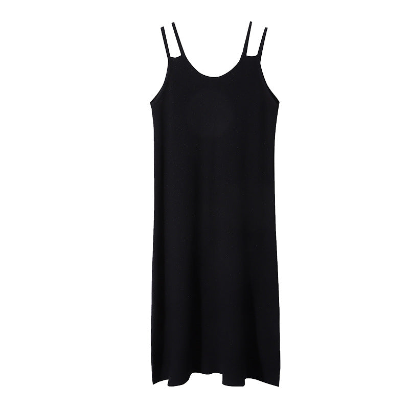 Damen Midikleid Weiches Material Trägerdetails