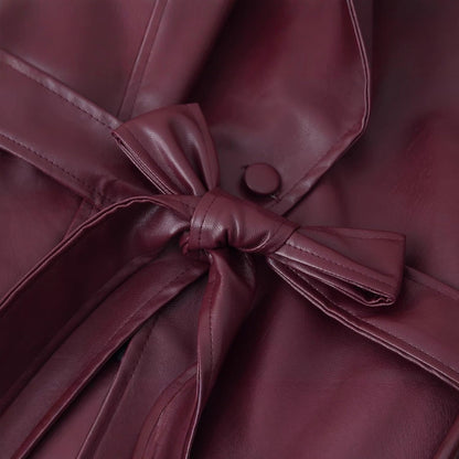 Damen Kunstleder Blazerjacke Tailliert Eveloria