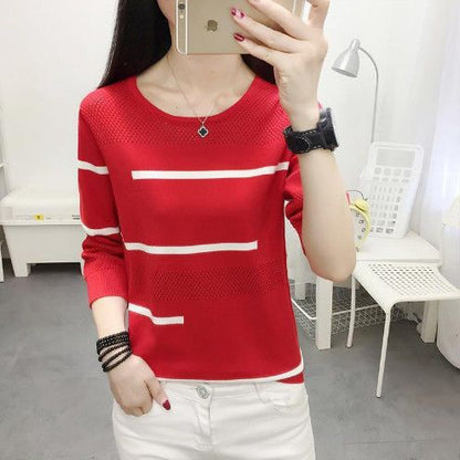 Damen Feinstrickpullover Streifenmuster Eveloria