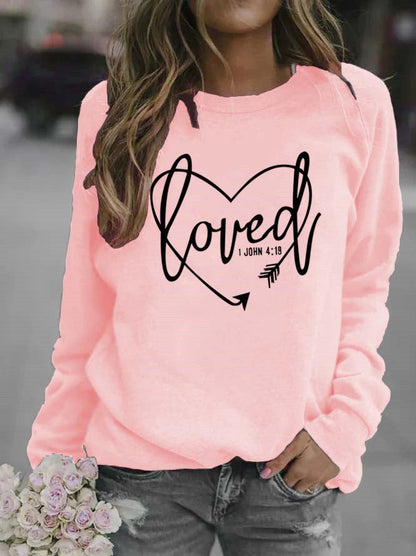 Damen Sweatshirt Herz-Aufdruck Inspirierend Grau Eveloria
