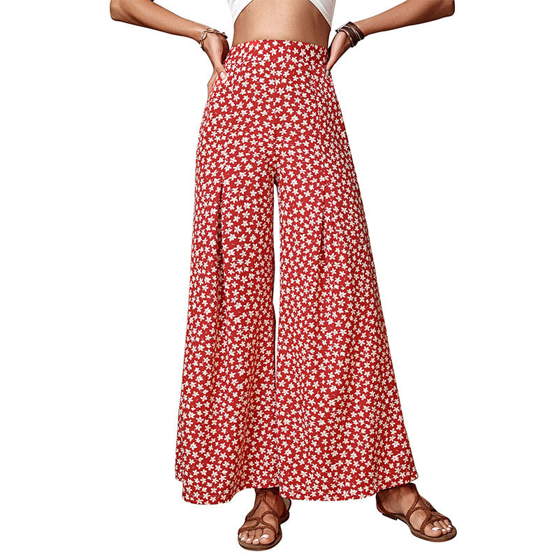 Damen Palazzo-Hose Floralmuster Elastisch Weite Bein