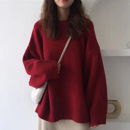 Damen Oversized Pulli Weiches Material Beige