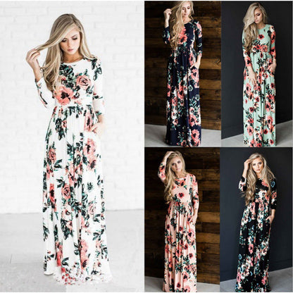 Damen Maxikleid Floralmuster Langrock Eveloria