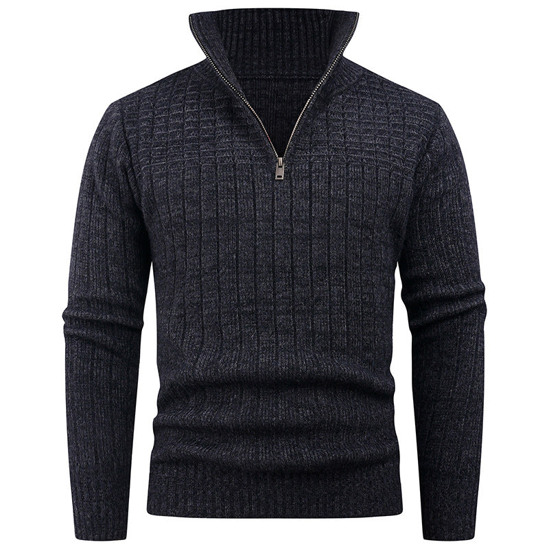 Herren Strickpullover Mit Reißverschluss Rippstruktur Bequem