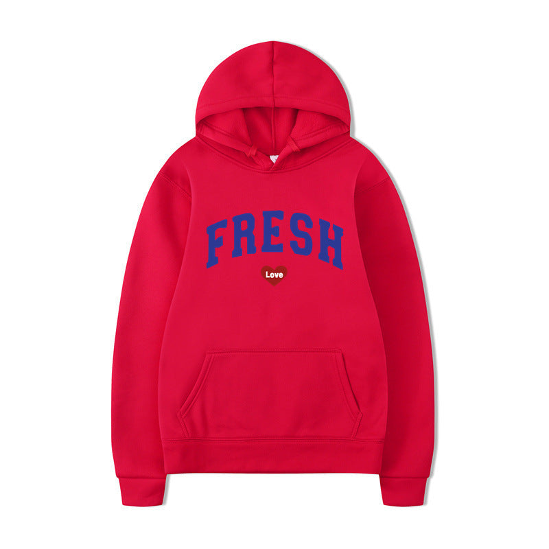 Damen Kapuzenpullover Weiches Fleece Verspielter Schriftzug Grau