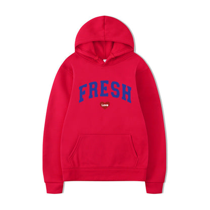 Damen Kapuzenpullover Weiches Fleece Verspielter Schriftzug Grau