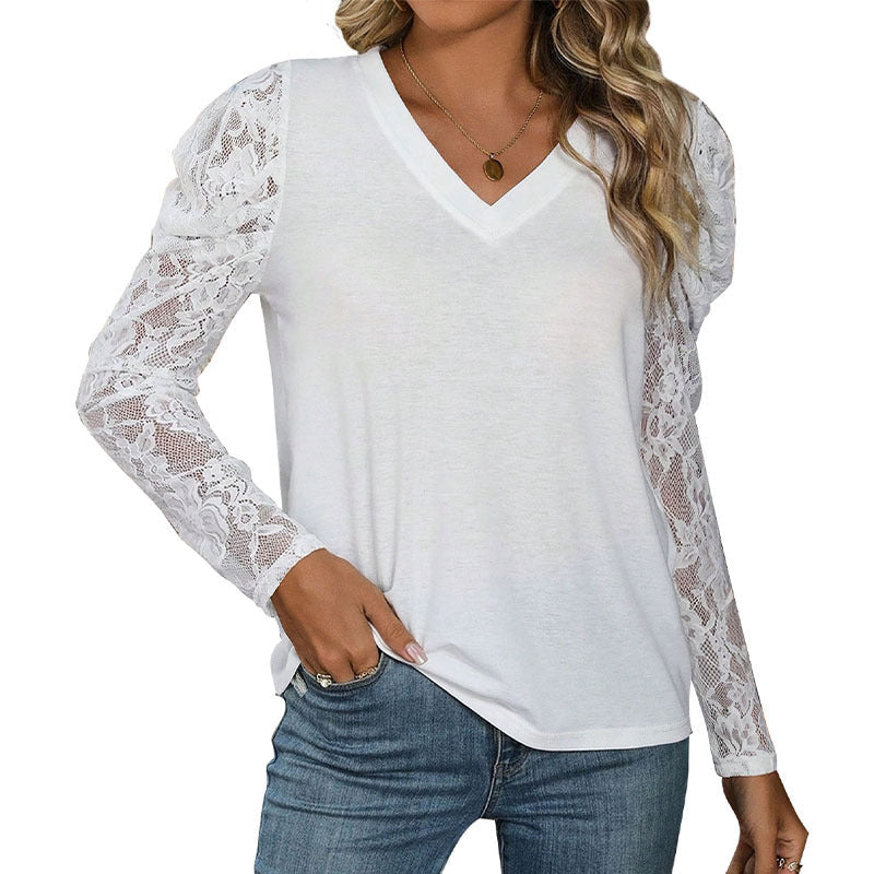 Damen Oberteil Spitzenärmel Elegantes Design Eveloria