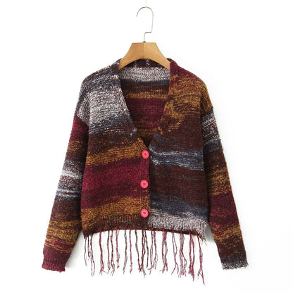 Damen Strickcardigan Langärmlig mit Fransen Eveloria