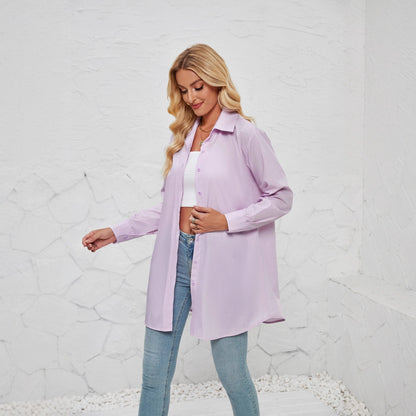 Damen Blusenhemd Langarm Elegant Moderner Schnitt Weiß Eveloria