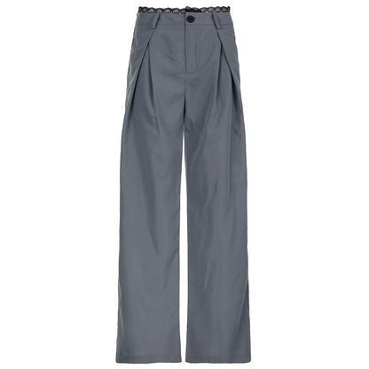 Damenhosen Hohe Taille Spitzenbund Elegant