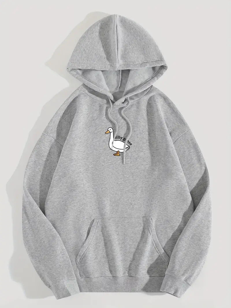 Damen Kapuzenpullover Gänsemotiv Weiches Fleece Innen Eveloria