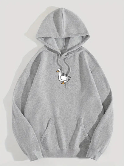 Damen Kapuzenpullover Gänsemotiv Weiches Fleece Innen Eveloria