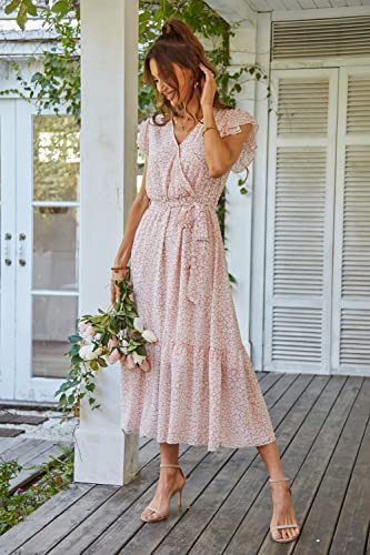 Damen Maxikleid V-Ausschnitt Schwingrock Eveloria