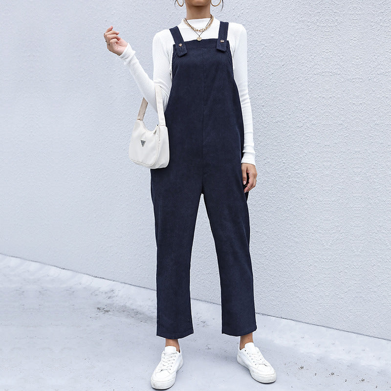 Damen Latzhose Lässiger Schnitt Baumwolle Praktische Taschen