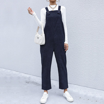 Damen Latzhose Lässiger Schnitt Baumwolle Praktische Taschen