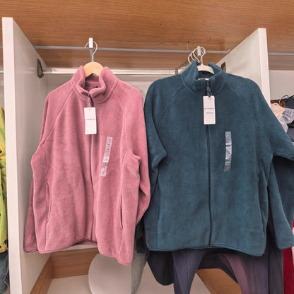 Damen Fleecejacke Hochkragen Seitentaschen Eveloria