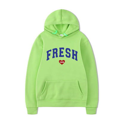 Damen Kapuzenpullover Weiches Fleece Verspielter Schriftzug Grau