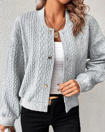 Damen Strickjacke Zopfmuster Elegantes Design Blau Eveloria
