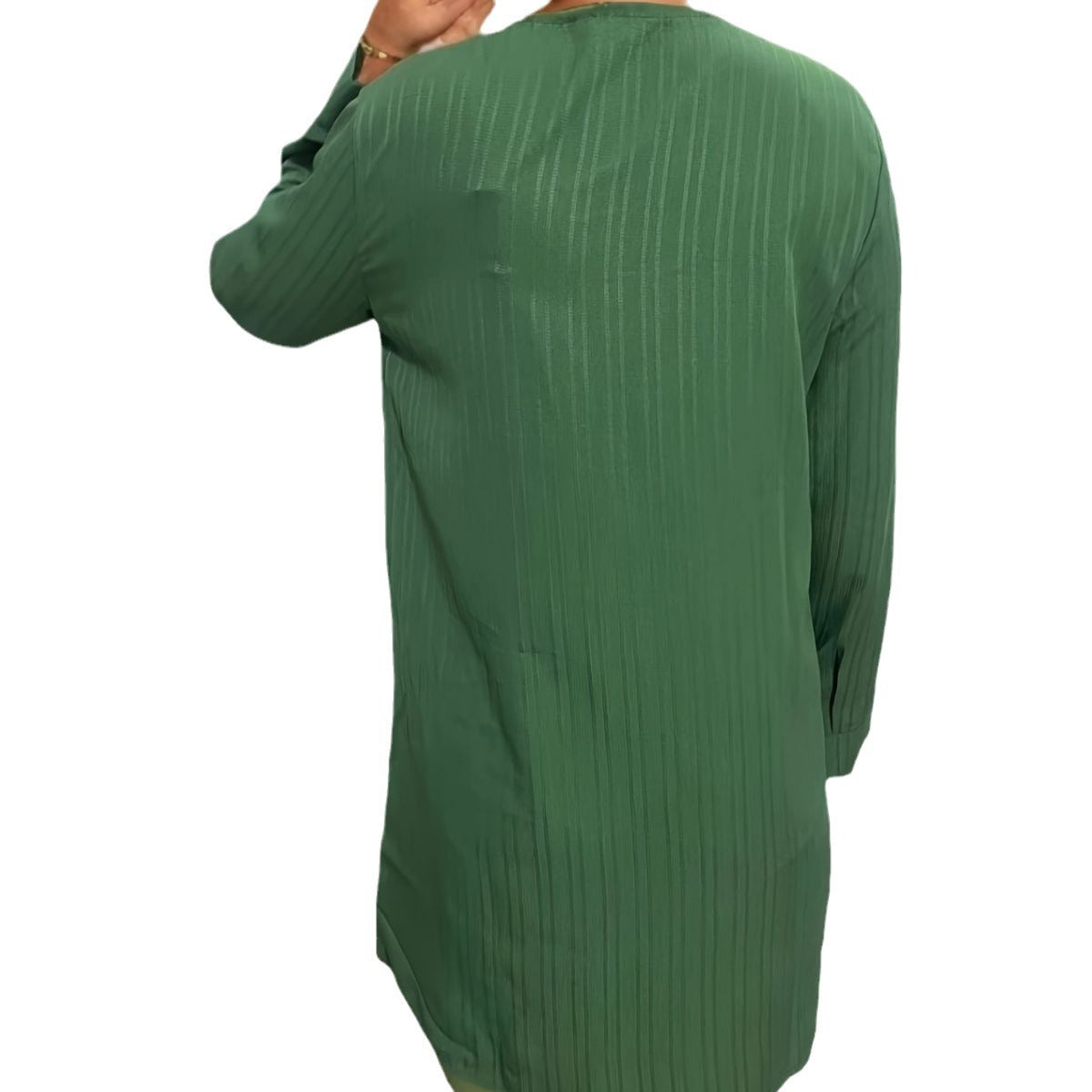Damen Bluse V-Ausschnitt Streifenbluse aus Leinen mit Knöpfen Blau