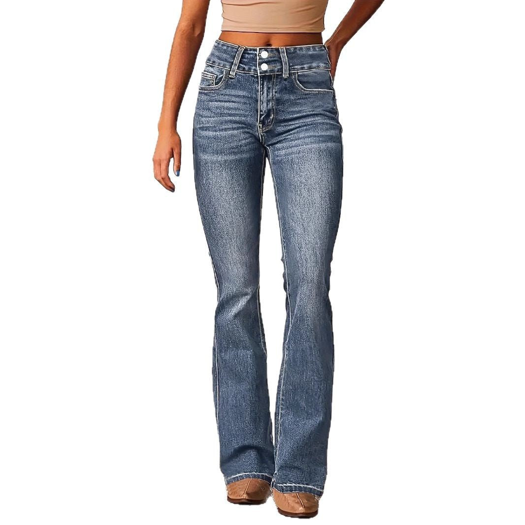 Damen Hochtaillierte Bootcut Jeans Eveloria