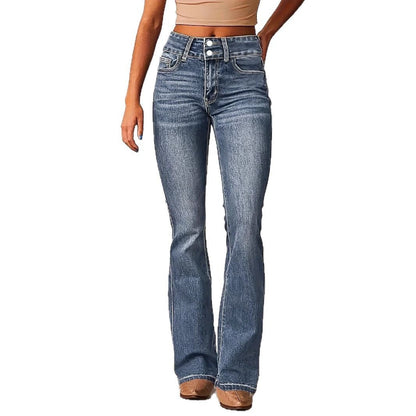 Damen Hochtaillierte Bootcut Jeans Eveloria