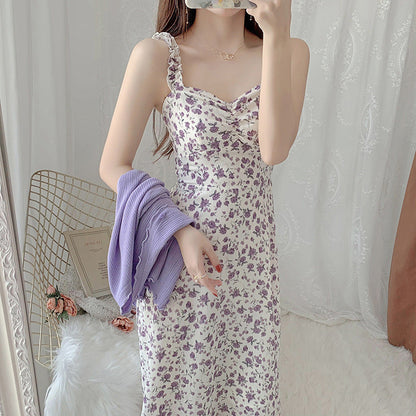 Damen Maxikleid Flora Wickel Detail Lang