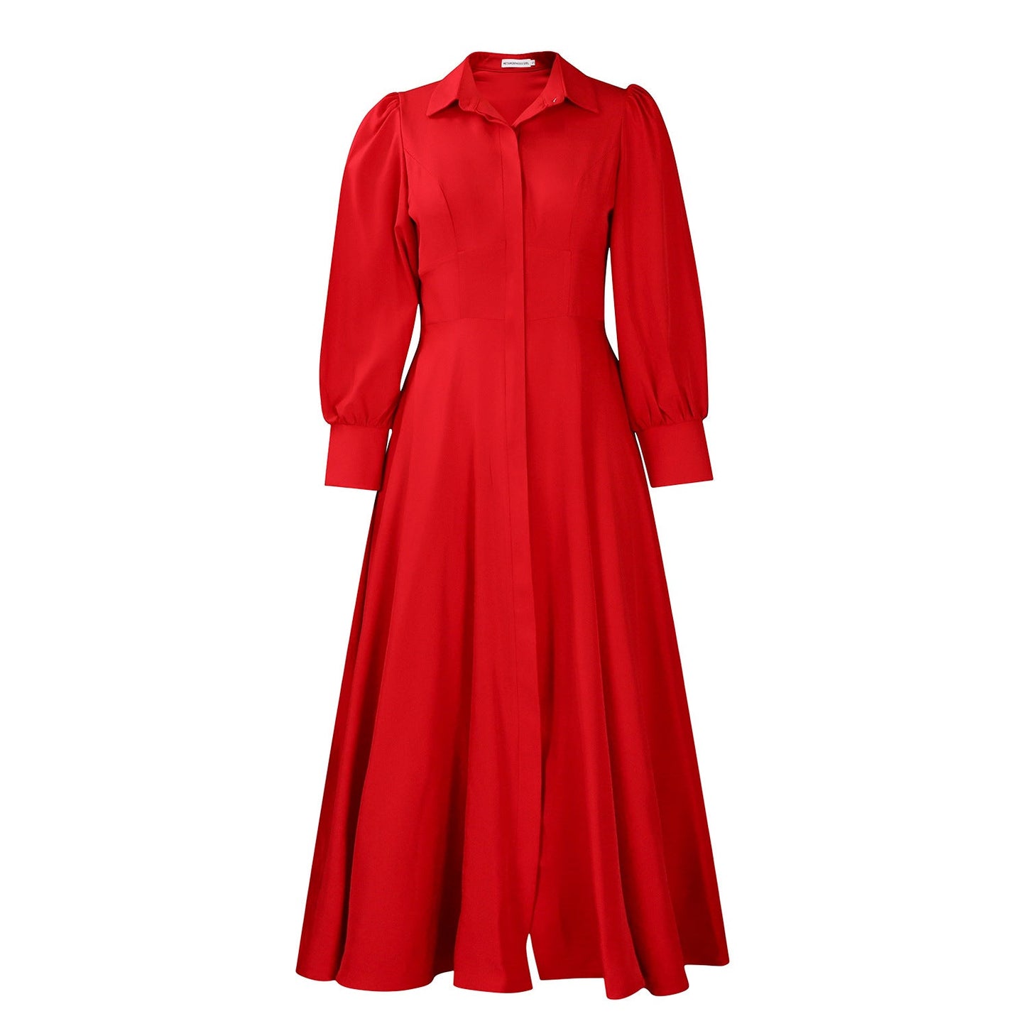 Damen Maxi-Hemdkleid mit Taillenbund Elegantes Design