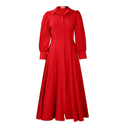 Damen Maxi-Hemdkleid mit Taillenbund Elegantes Design