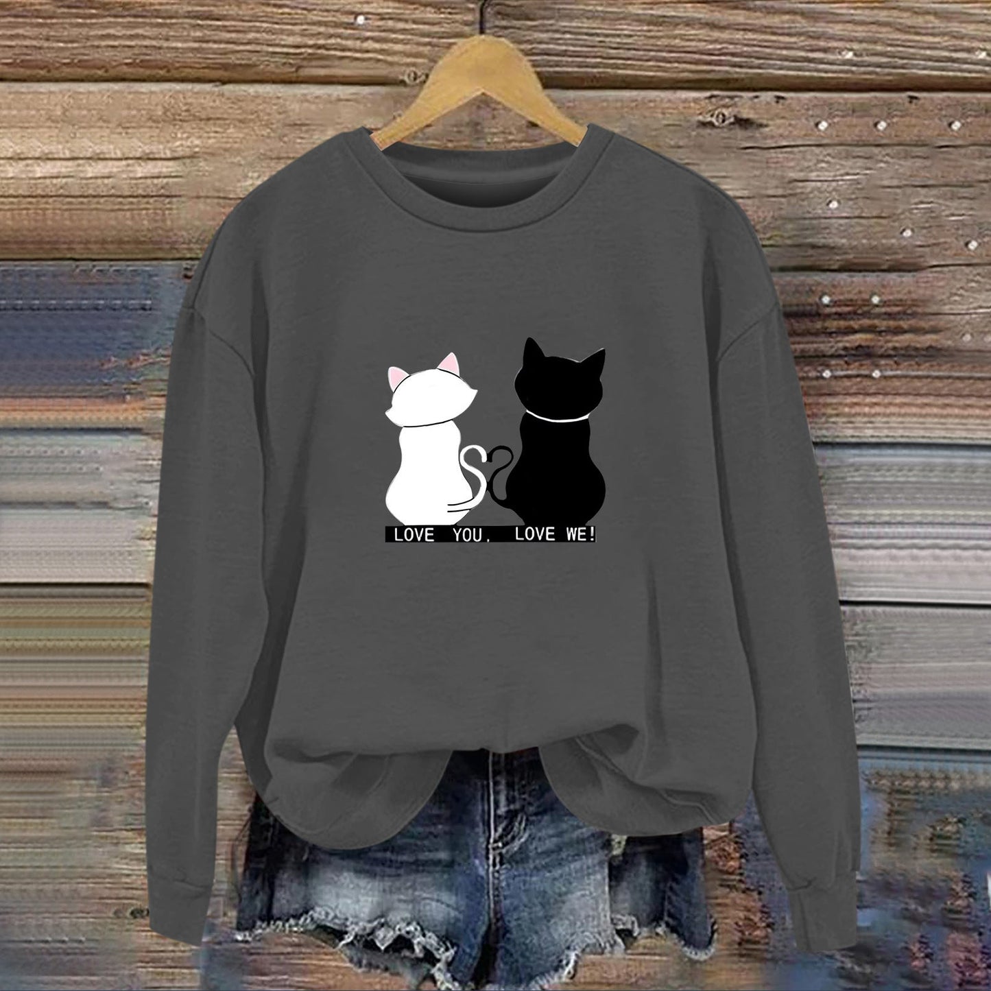 Damen Sweatshirt Katzenmotiv Humor