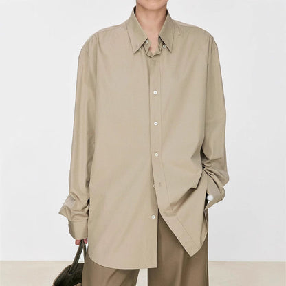 Damen Oversized Bluse Klassische Knöpfe Elegantes Design