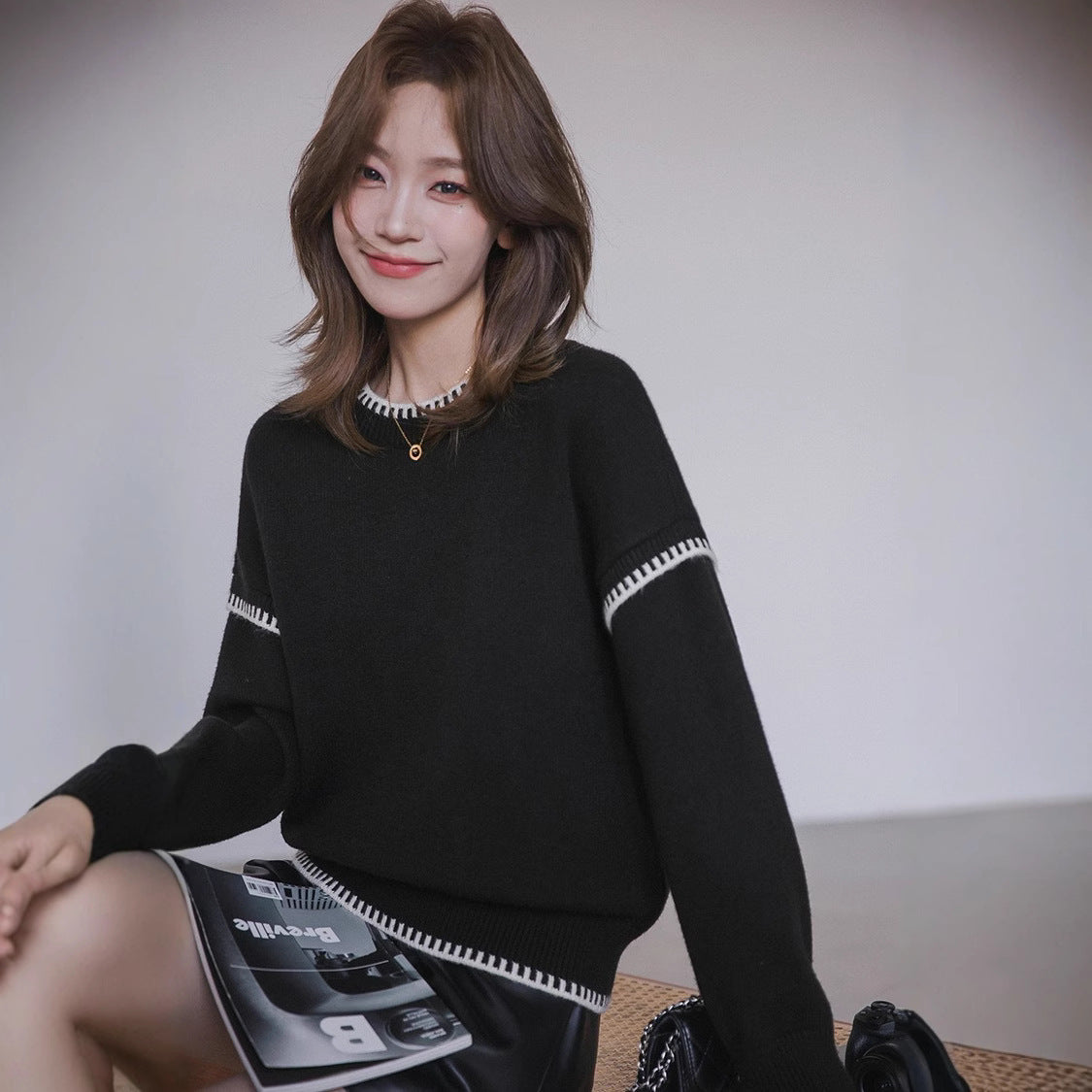 Damen Pullover Strukturiert Kuschelig Modern Anthrazit Eveloria