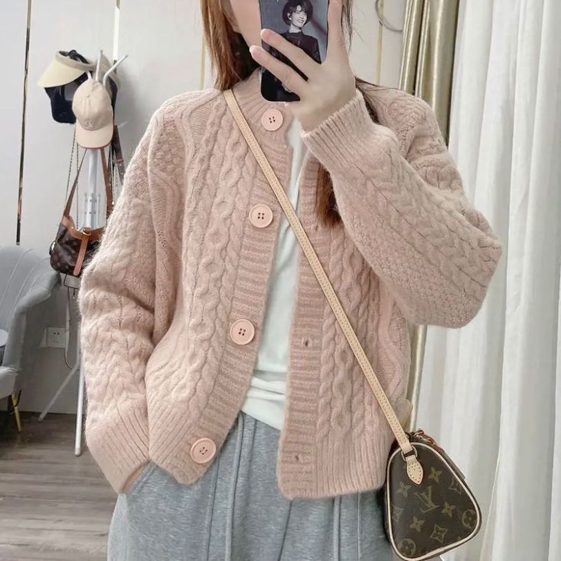 Damen Strickjacke Zopfmuster Kuschelig Eveloria